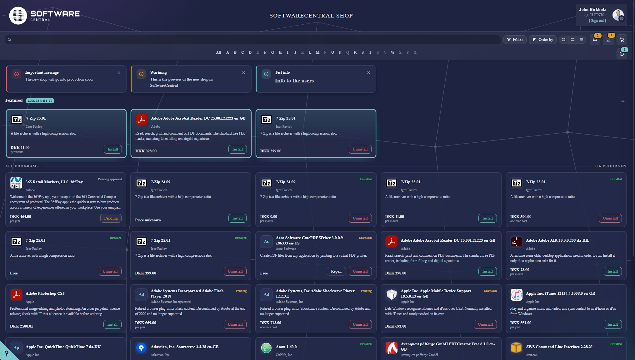 The redesigned SoftwareCentral shop showing the same application catalogue